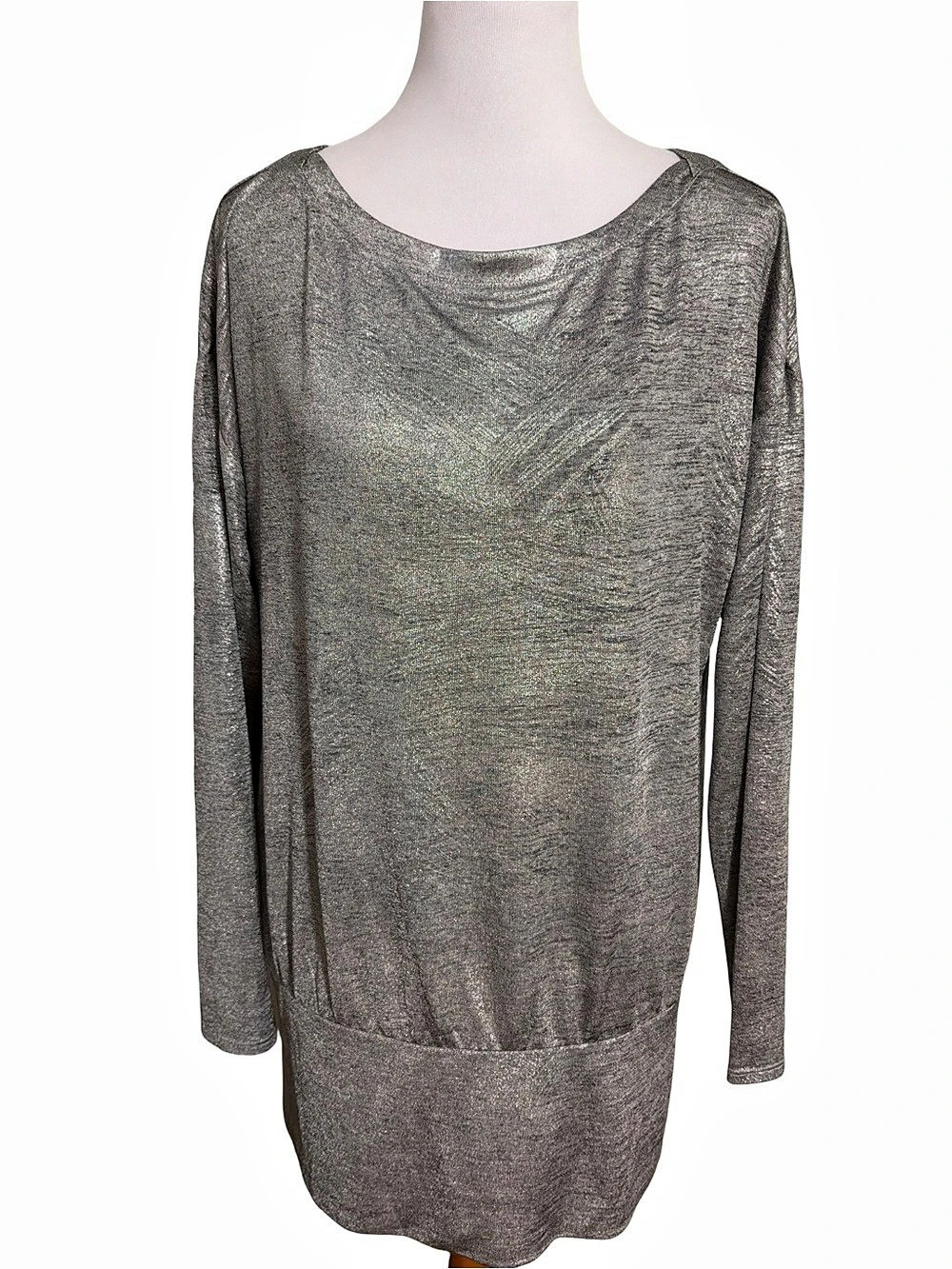 White House Black Market Long Sleeve Tunic in Gray Large Like New